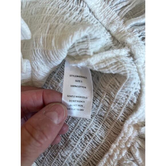 Peasant CottageCore Pirate Top Women Small Festival Sheer Smocked Cowgirl Boho - Picture 7 of 7